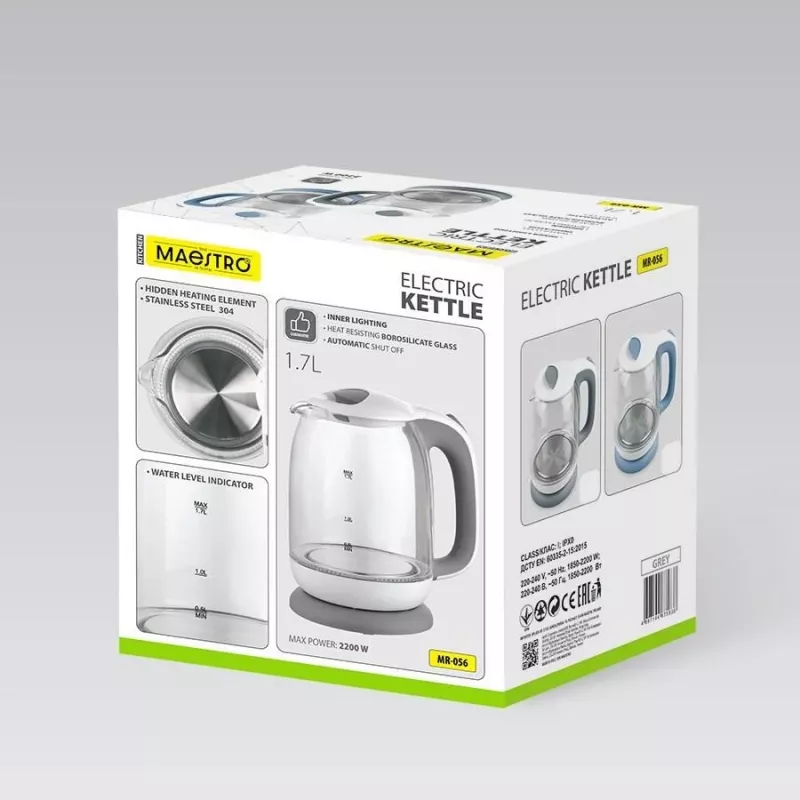 Maestro MR-056 sivá rýchlovarná kanvica 1,7 L 2200 W