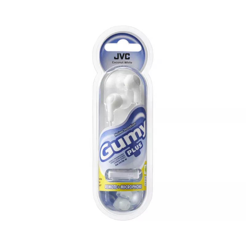 JVC Gumy Plus in-ear slúchadlá s mikrofónom, biela
