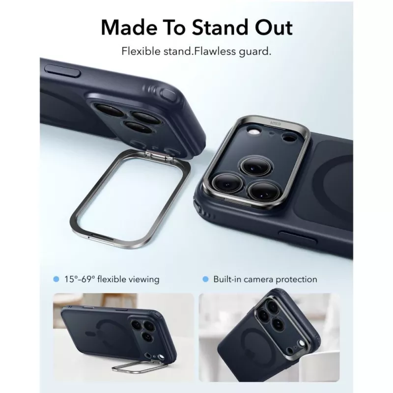ESR Classic Hybrid Kickstand MagSafe puzdro pre iPhone 17 Pro / 18 Pro – Frosted Blue