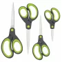 Rapesco Soft Grip sada nožníc, 4 diely, čepele z nehrdzavejúcej ocele, ergonomické rukoväte, 21cm/17cm/13cm/9cm, čierna/sivá 1576