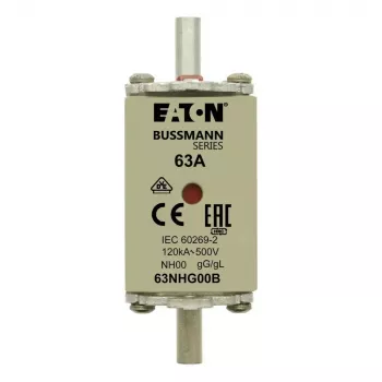 Eaton 63NHG00B NH poistková vložka 63 A 500 V AC gG veľkosť 00 s mechanickým indikátorom (balenie 3 ks)