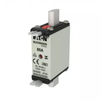 Eaton 80NHG000BI NH poistková vložka 80 A 500 V AC veľkosť 000 s mechanickým indikátorom, balenie 3 ks