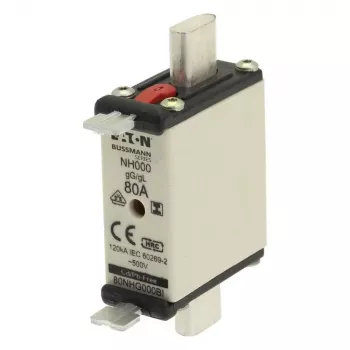 Eaton 80NHG000BI NH poistková vložka 80 A 500 V AC veľkosť 000 s mechanickým indikátorom, balenie 3 ks
