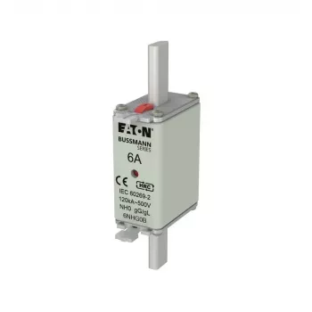 Eaton 6NHG0B NH poistka s mechanickým indikátorom, veľkosť NH0, 6 A, 500 V AC, gG, balenie 3 ks