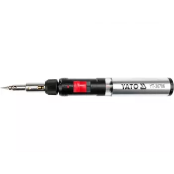 Yato YT-36706 plynová spájkovačka 1300°C butánový horák s teplovzdušnou tryskou, čierna/červená/nerez