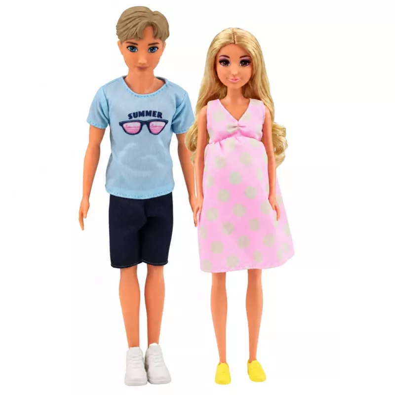 LEAN TOYS Anlily Family bábiky: tehotná mama, otec, bábätko, dojča