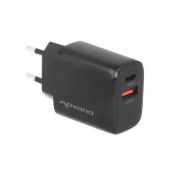 MOVANO GaN 30W USB-C PD + USB-A nástenná nabíjačka (čierna)