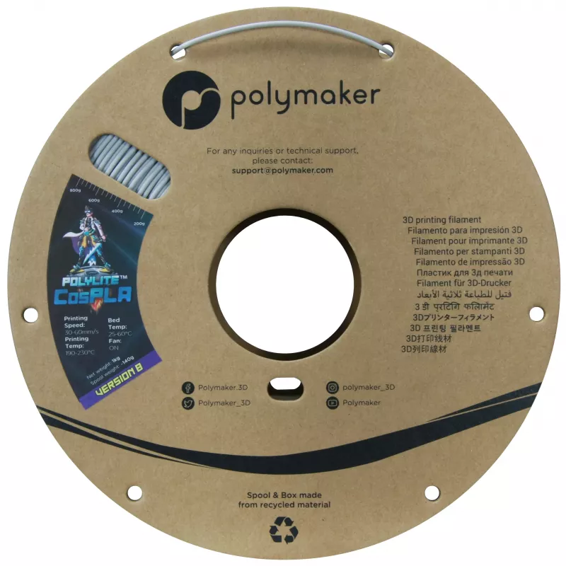 Polymaker PA07045 CosPLA Version B filament PLA Easy Sanding Paint Adhesion 1,75 mm