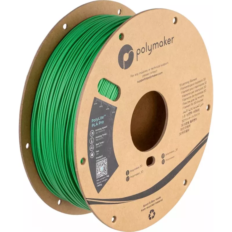 Polymaker PolyLite PLA Pro filament 1,75 mm 1 kg zelená vysoká tuhosť rázová húževnatosť PA07008