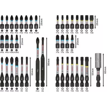 Bosch 2608521U79 34-dielna sada vrtákov a skrutkovacích bitov s magnetickým univerzálnym držiakom, kufrík X-Line