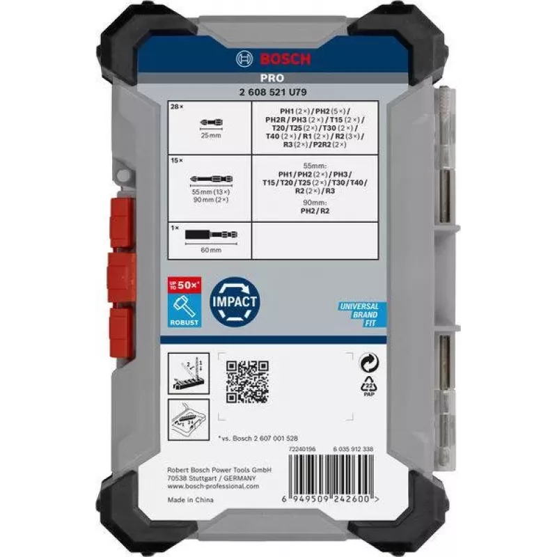 Bosch 2608521U79 34-dielna sada vrtákov a skrutkovacích bitov s magnetickým univerzálnym držiakom, kufrík X-Line