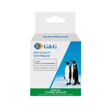 G&G kompatibilná popisovacia páska Dymo D1 19 mm x 7 m čierna na priehľadnej (5DY45800-TD)