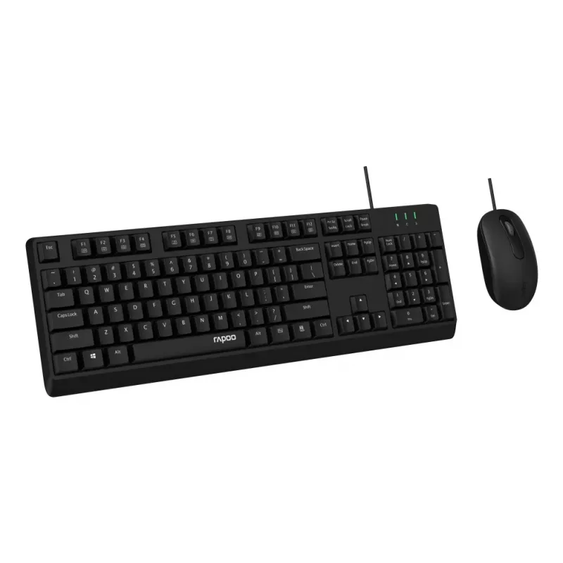 Rapoo NX1500 káblová sada klávesnice a myši, Full-Size QWERTZ, čierna R-13100