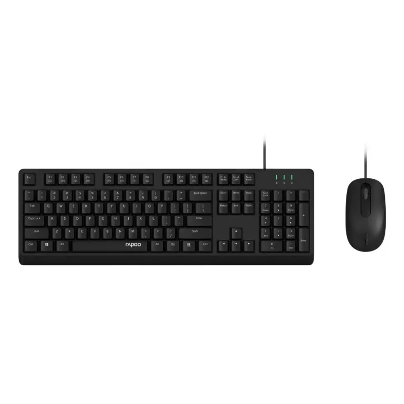Rapoo NX1500 káblová sada klávesnice a myši, Full-Size QWERTZ, čierna R-13100