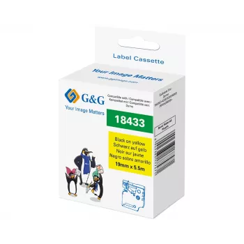 G&G vinylová páska 19mm x 5,5m čierna na žltej pre Dymo D1 RL-D-Vi-18433-BK/YE-19MM*5.5M