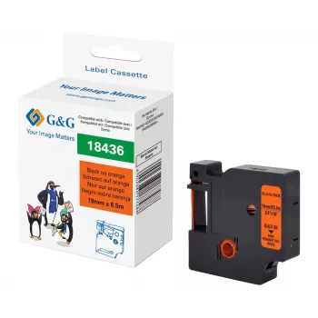 G&G RL-D-Vi-18436 vinylová páska na označovanie 19mm x 5,5m oranžová s čiernou tlačou RL-D-Vi-18436-BK/OR-19MM*5.5M