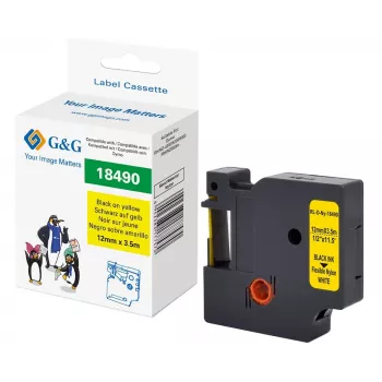 G&G polyamidová etiketovacia páska 12mm x 3,5m žltá/čierna pre Dymo Rhino RL-D-Ny-18490-BK/YE-12MM*3.5M