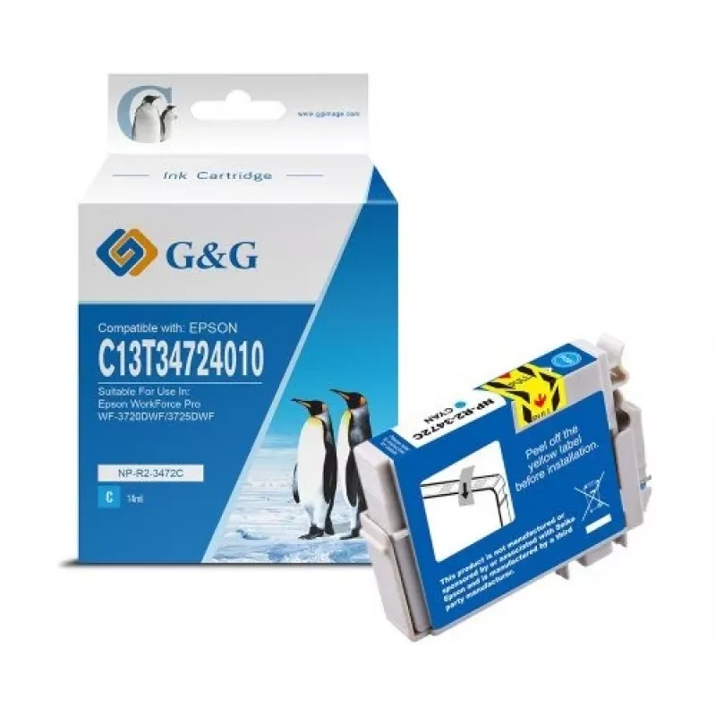 G&G kompatibilná azúrová atramentová kazeta pre Epson 34XL (C13T34724012) – High Yield 14614