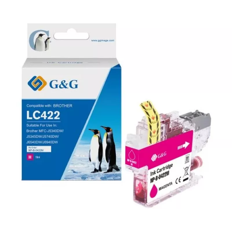 G&G Kompatibilná atramentová kazeta Brother LC422M purpurová (550 strán) 20582