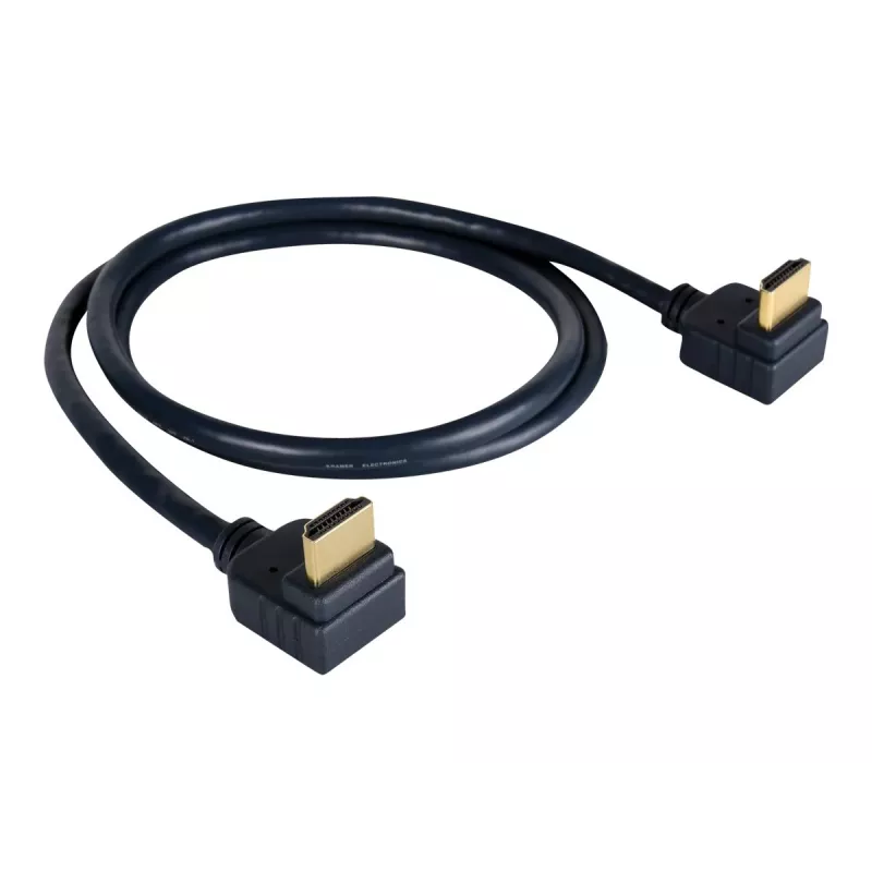 Kramer C-HM/RA2 séria C-HM/RA2-6 High-Speed HDMI kábel s Ethernetom, zahnutý HDMI konektor samec na zahnutý HDMI konektor samec, 1,8 m, trojito tienený, sivý, podpora 4K 97-0144006