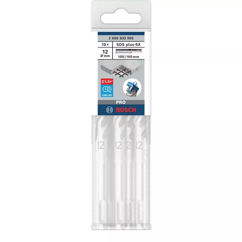 BOSCH 2608833905 PRO SDS Plus-5X vrták do betónu 12x100x160 mm