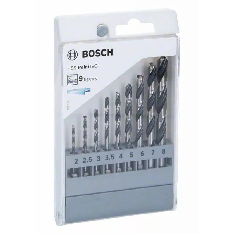 Bosch HSS PointTeQ sada vrtákov do kovu, 9-dielna, 2-10 mm, špirálové vrtáky 2607002826