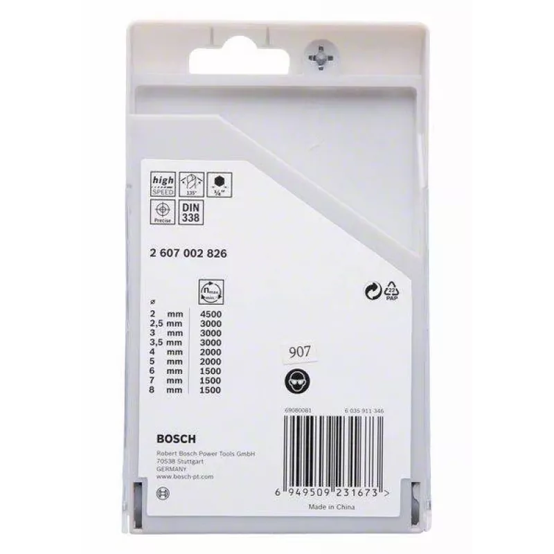 Bosch HSS PointTeQ sada vrtákov do kovu, 9-dielna, 2-10 mm, špirálové vrtáky 2607002826