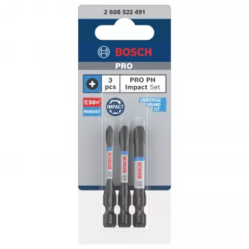 Bosch 2608522491 Phillips PH2 sada bitov, 3 kusy, 25 mm, 1/4 palcový šesťhranný driek