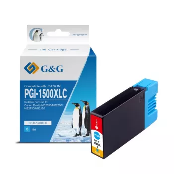 G&G kompatibilná atramentová kazeta Canon PGI-1500XLC s vysokou výťažnosťou, azúrová (9229B001)