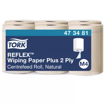 Tork Reflex Advanced M4 centrefeed rolky čistiaceho papiera, 2-vrstvové, prírodné, 429 listov, 6 rolí 473481