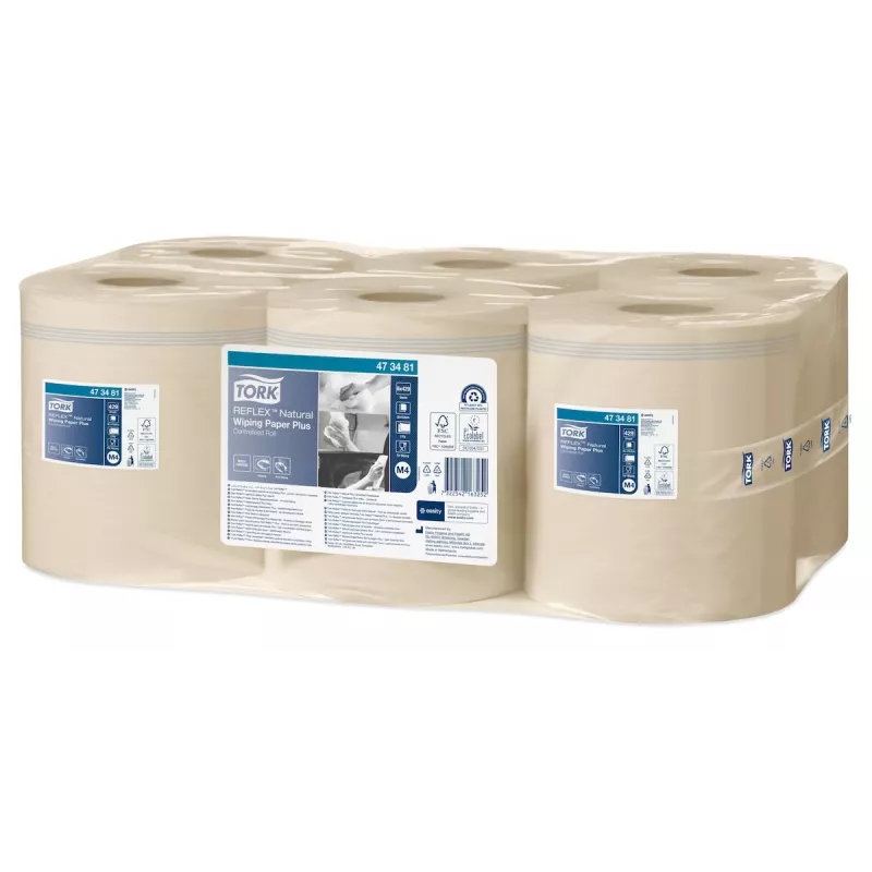 Tork Reflex Advanced M4 centrefeed rolky čistiaceho papiera, 2-vrstvové, prírodné, 429 listov, 6 rolí 473481