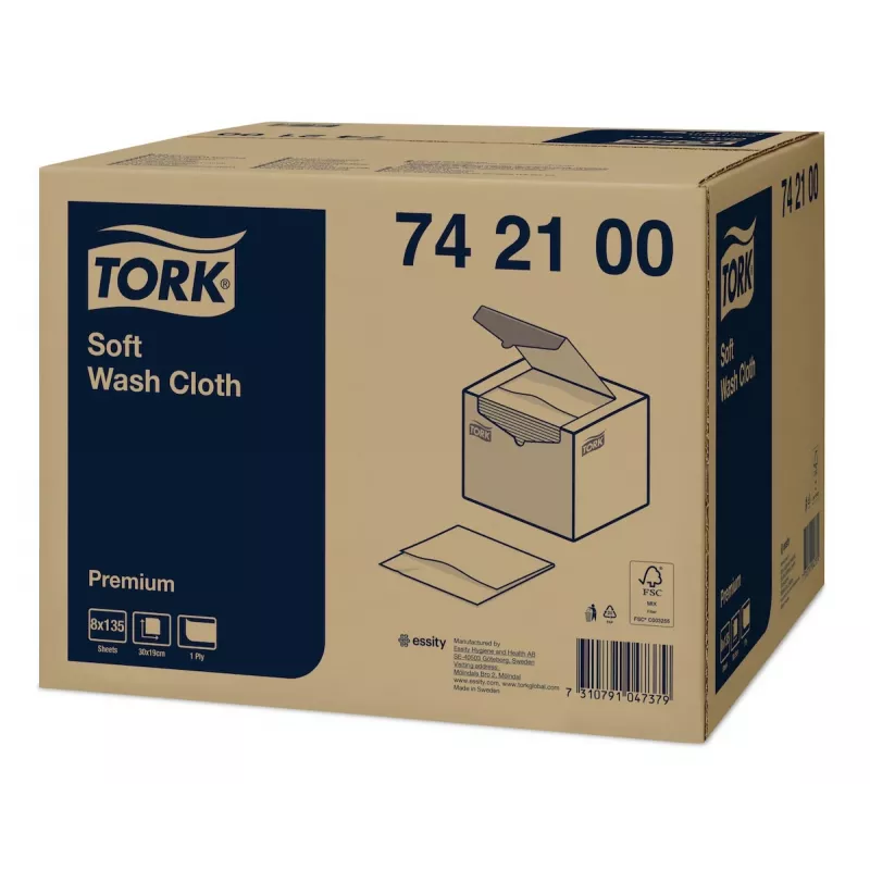 Tork Premium Soft umývacie utierky 1-vrstvové biele, 1080 utierok (742100)