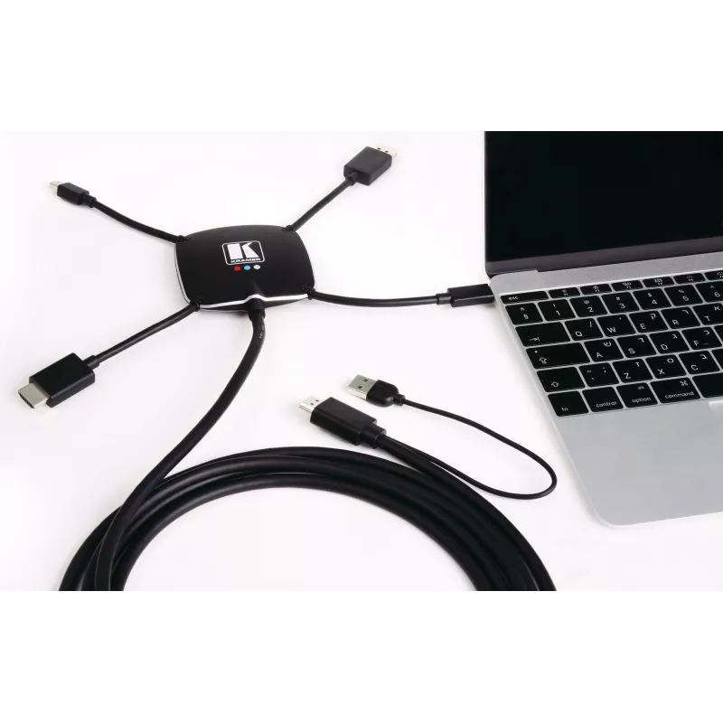 Kramer K-SPIDER multi-format prezentačný adaptérový kábel - HDMI/DisplayPort/Mini DisplayPort/USB-C na HDMI/USB - 3,05 m - 4K aktívny 91-00015599