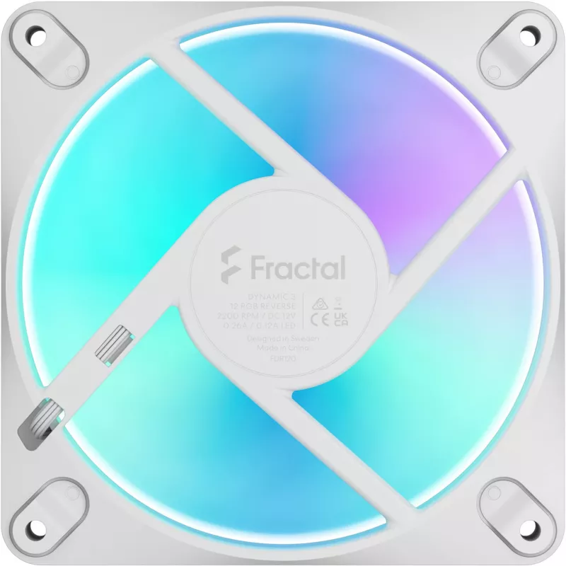 Fractal Design Dynamic 3-12 Reverse RGB White skriňový ventilátor, 120 mm, PWM, ARGB, Reverse Blade FD-F-DR3-1205