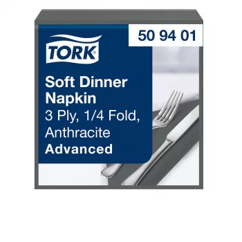 TORK Soft Dinner Advanced antracitové 3-vrstvové obrúsky 39 x 39,5 cm, 100 ks (509401)