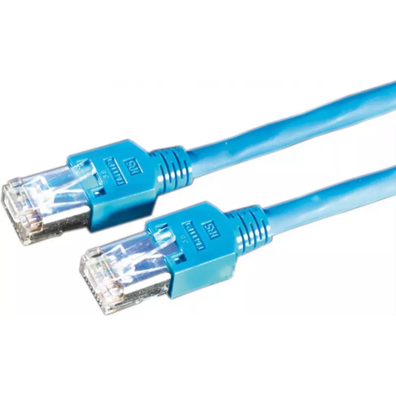Dätwyler 21.05.8104 10 m SFTP Cat5e patch kábel, RJ-45 na RJ-45, bezhalogénový, modrý