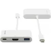 Kramer ADC-U31C/M2 USB-C multiport adaptér – 4K HDMI, USB-A, USB-C PD, 17 cm, biely 99-97210004