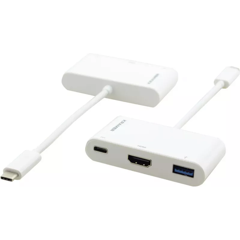 Kramer ADC-U31C/M2 USB-C multiport adaptér – 4K HDMI, USB-A, USB-C PD, 17 cm, biely 99-97210004