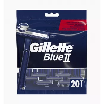 Gillette Blue II jednorazové holiče pre mužov, 20 ks, dvojité čepele s Lubrastrip 7702018466757