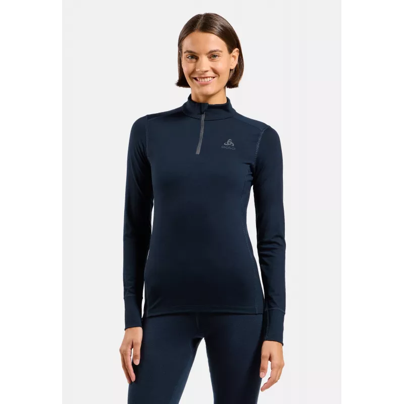 Odlo dámsky Merino 200 BL top rolák dlhý rukáv half zip spodná vrstva - Dark Sapphire, veľkosť M