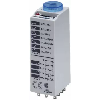 Finder 85.03.0.125.0000 multifunkčné časové relé, 1 CO 16A, 12-24V AC/DC, 0,05s-100h, DIN lišta