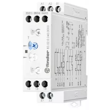 Finder 83.02.0.240.0003 multifunkčné časové relé, 8 funkcií, 24-240V AC/DC, 2 prepínače