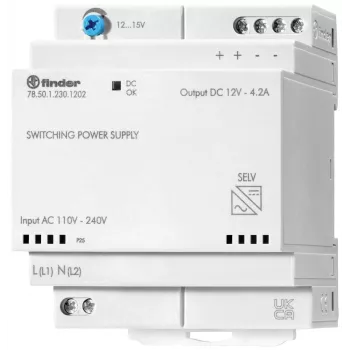 Finder 78.50.1.230.1202 DIN lištový napájací zdroj 12 V DC 4,6 A 50 W