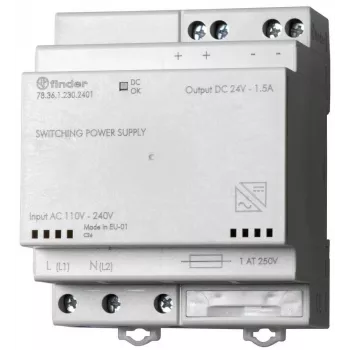 Finder 78.36.1.230.2402 spínaný napájací zdroj 36W 24V DC 1,5A DIN lišta