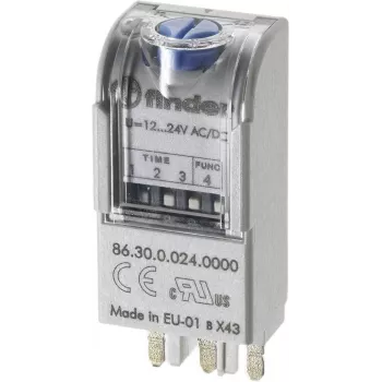 FINDER 86.30 Multifunkčný modul časového relé, 24V AC/DC, 1 CO 16A, 8 funkcií, 0,05s-100h 863000240000T