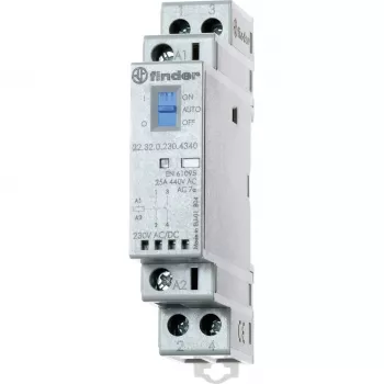 Finder 22.32.0.230.4540 Inštalačný stýkač 230V AC/DC, 1NO+1NC, LED, 25A, DIN-lišta