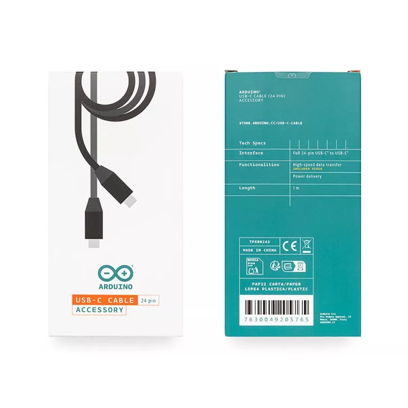 Arduino USB-C kábel USB 3.2 Gen1 konektor USB-C samec na konektor USB-C samec 1 m čierny TPX00243