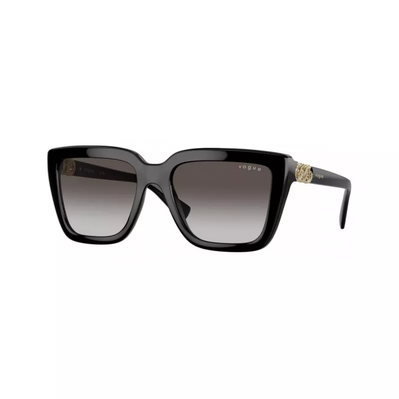 Vogue VO5575SBW448G dámske slnečné okuliare, hranatý acetátový rám, čierny, sivé gradientné šošovky, 55mm