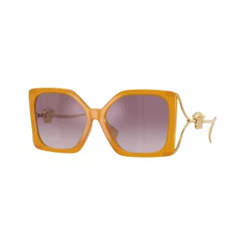 Versace VE4502U55376X dámske slnečné okuliare cat-eye, transparentný ružový rám, tmavosivé šošovky, 58/16/130 mm