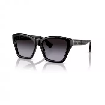 Burberry BE439130018G5 dámske slnečné okuliare, hranaté, acetát, čierny rám, sivé gradientné šošovky, 54mm